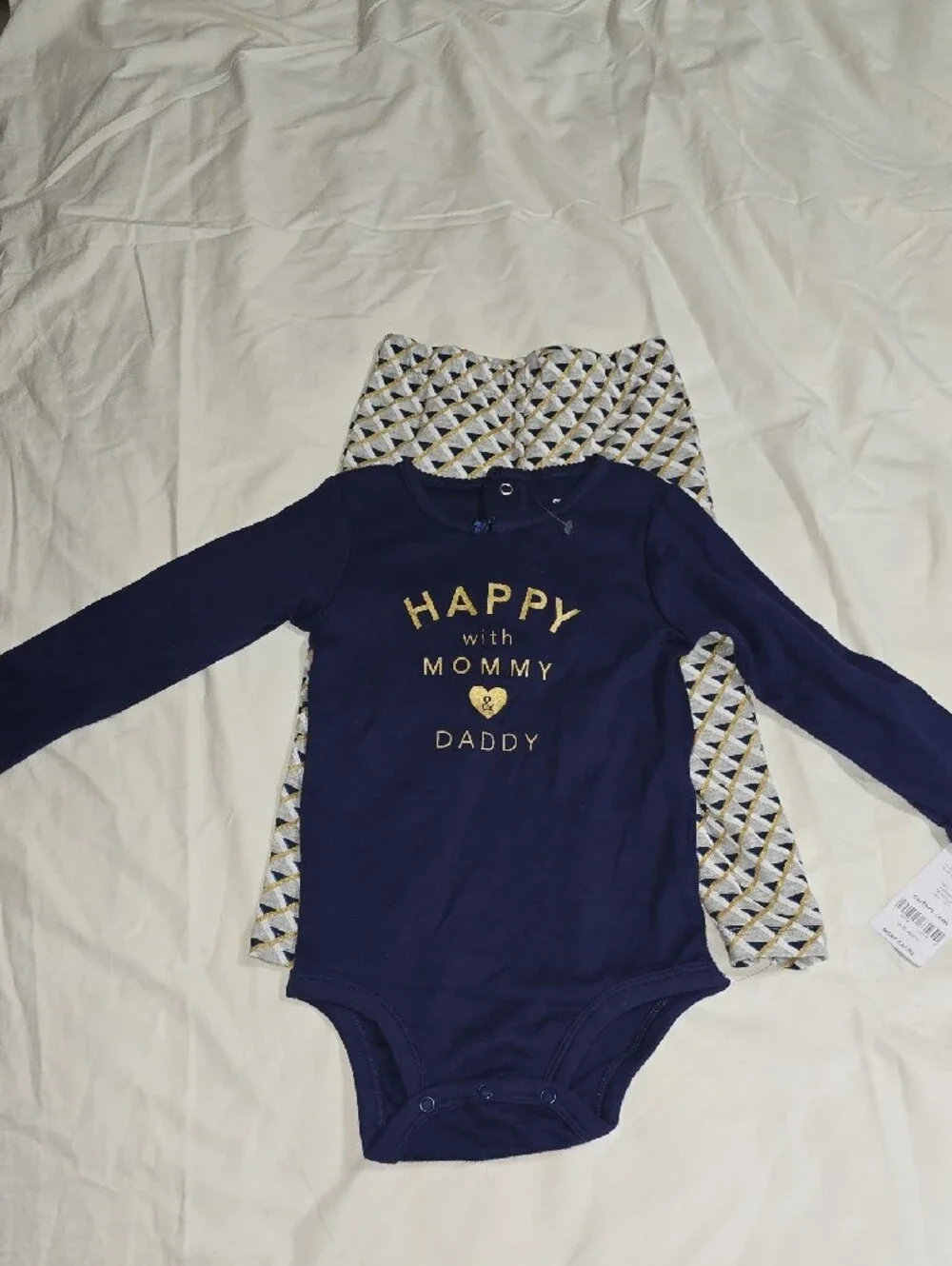 Carter's Navy and Gold 'Happy with Mommy & Daddy' Pajama Set